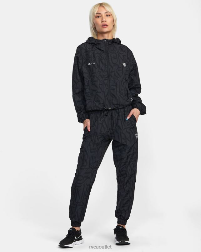 Clothing V84B1411 black RVCA Women Thug Rose Track Technical Joggers
