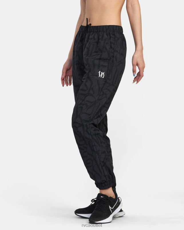 Clothing V84B1411 black RVCA Women Thug Rose Track Technical Joggers