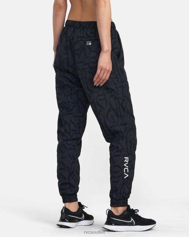 Clothing V84B1411 black RVCA Women Thug Rose Track Technical Joggers