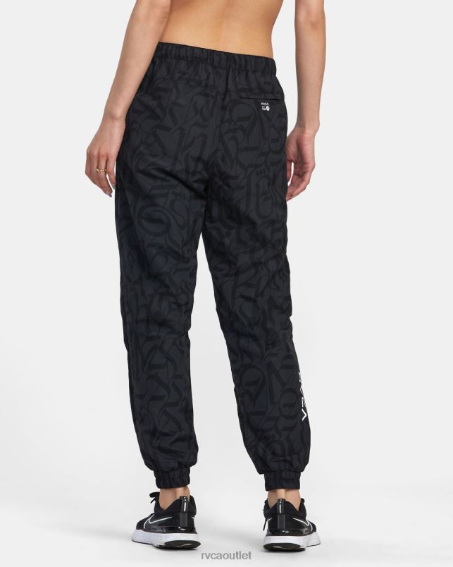 Clothing V84B1411 black RVCA Women Thug Rose Track Technical Joggers