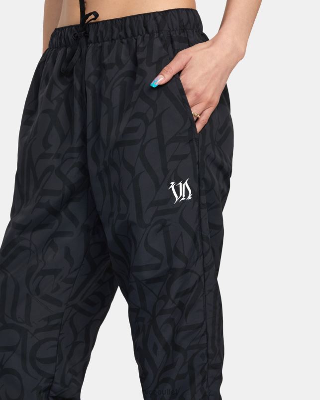 Clothing V84B1411 black RVCA Women Thug Rose Track Technical Joggers
