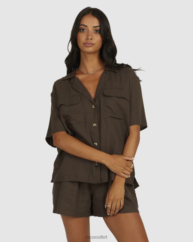 Clothing V84B1343 coffee RVCA Women CAFFEINATED OVERSHIRT