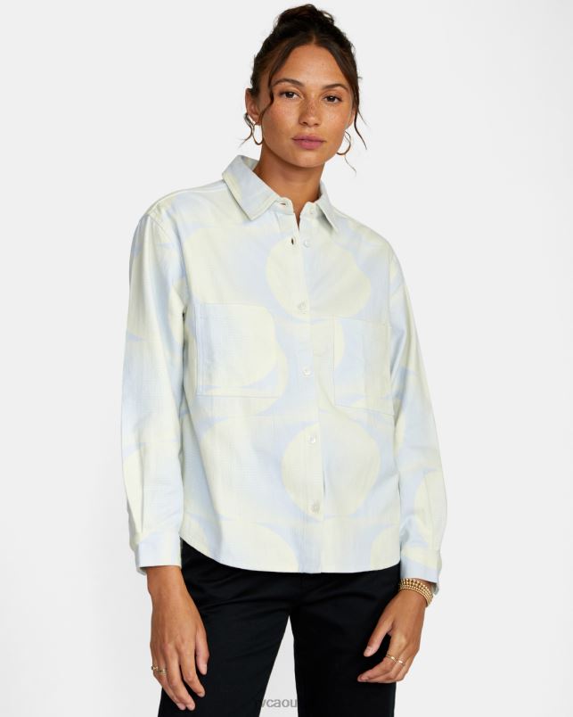 Clothing V84B1547 halogen blue RVCA Women Rush Long Sleeve Flannel Shirt
