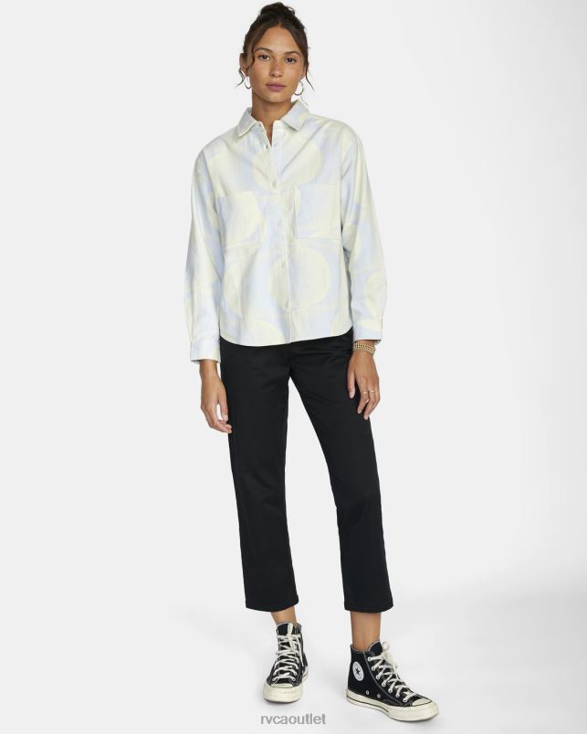 Clothing V84B1547 halogen blue RVCA Women Rush Long Sleeve Flannel Shirt