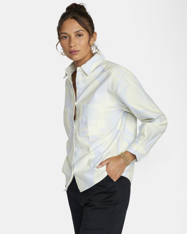 Clothing V84B1547 halogen blue RVCA Women Rush Long Sleeve Flannel Shirt