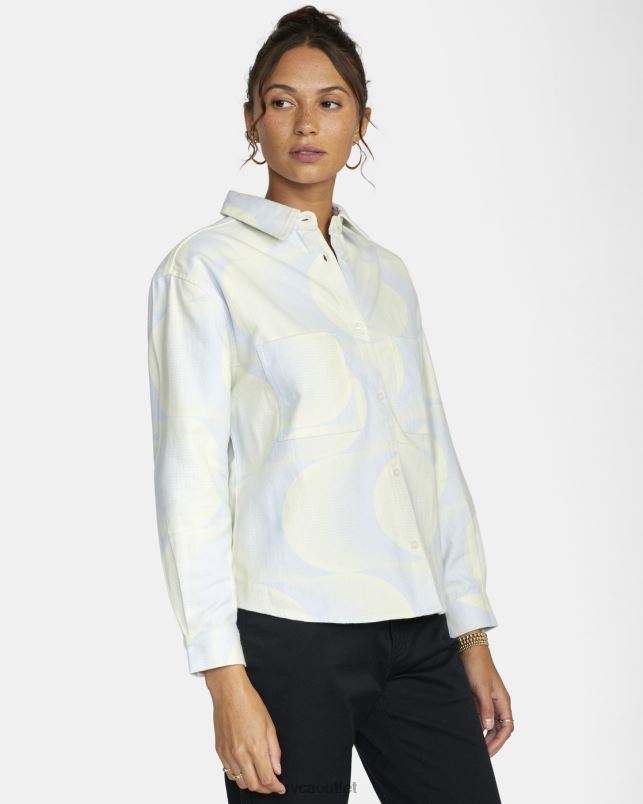 Clothing V84B1547 halogen blue RVCA Women Rush Long Sleeve Flannel Shirt