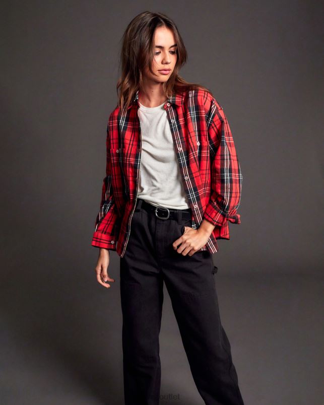 Clothing V84B1578 chrysanthemum RVCA Women Notorious Long Sleeve Flannel Shirt