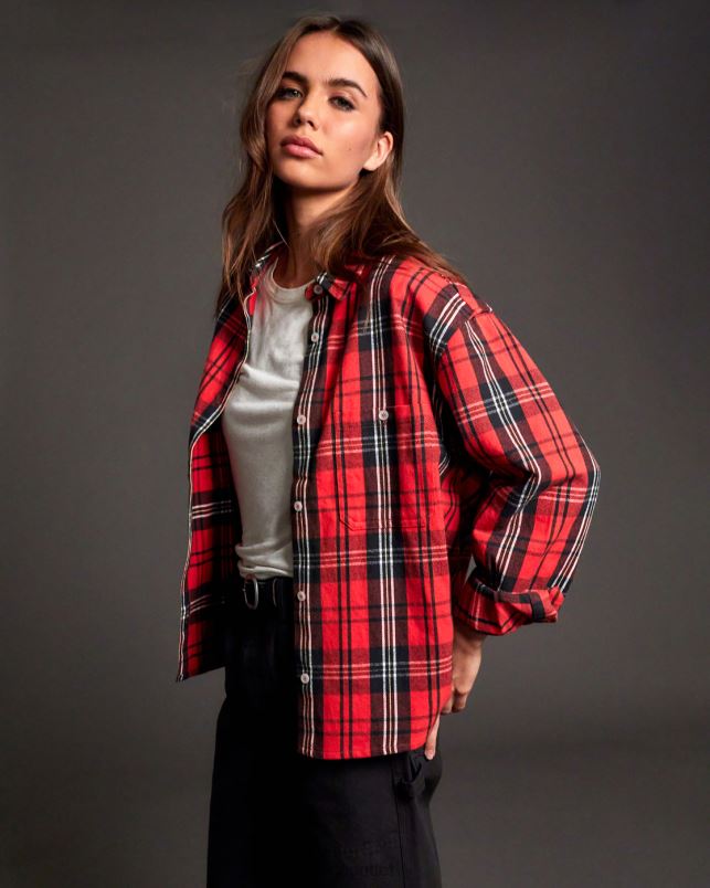 Clothing V84B1578 chrysanthemum RVCA Women Notorious Long Sleeve Flannel Shirt