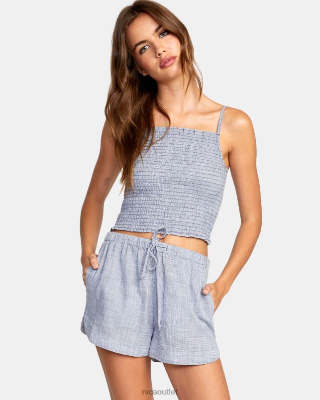 Clothing V84B1094 blue grey RVCA Women Houndstooth New Yume Drawcord Shorts