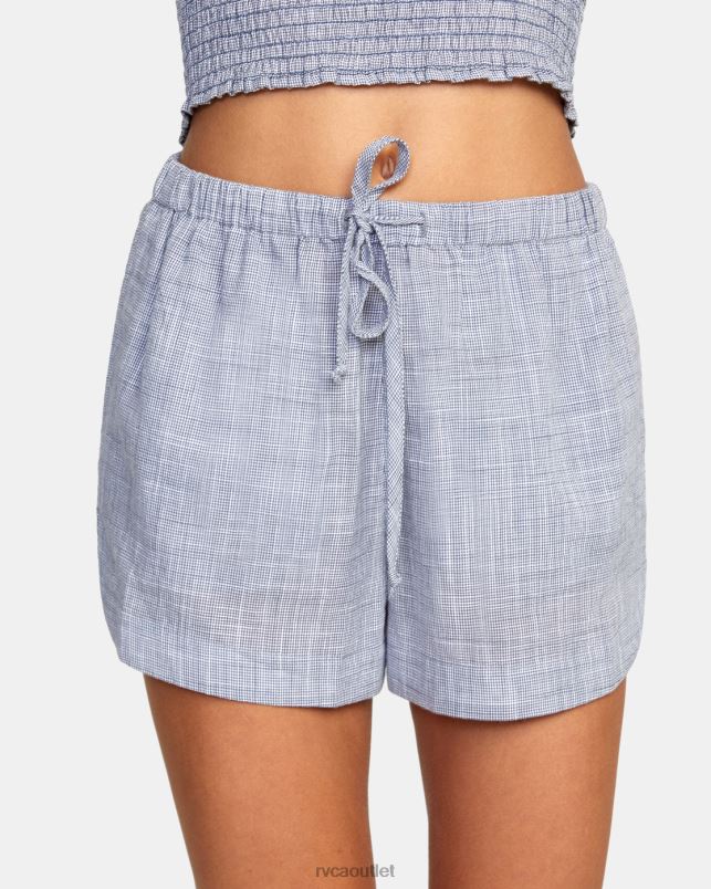 Clothing V84B1094 blue grey RVCA Women Houndstooth New Yume Drawcord Shorts