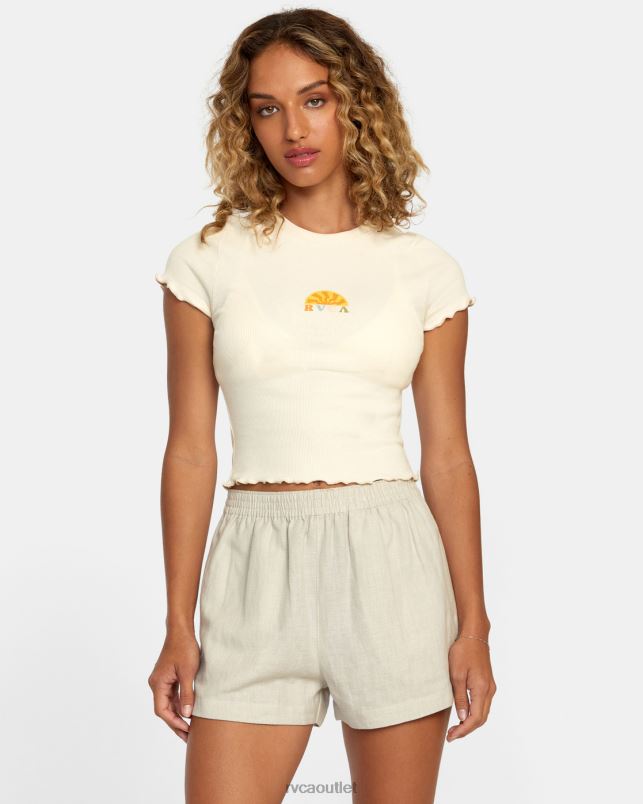 Clothing V84B1124 chalk RVCA Women Linen Sawyer Elastic Waist Shorts