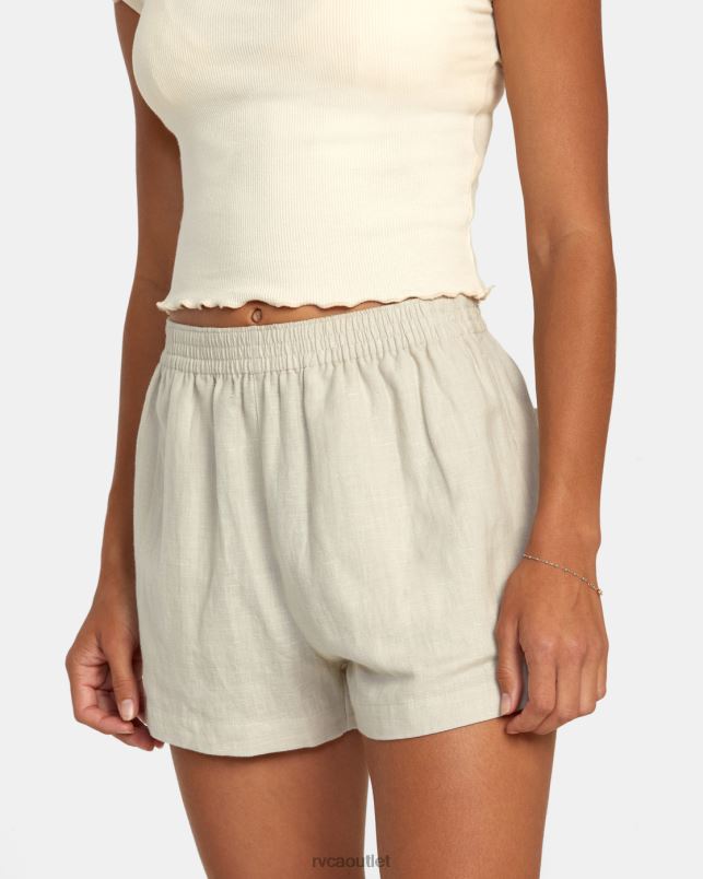 Clothing V84B1124 chalk RVCA Women Linen Sawyer Elastic Waist Shorts