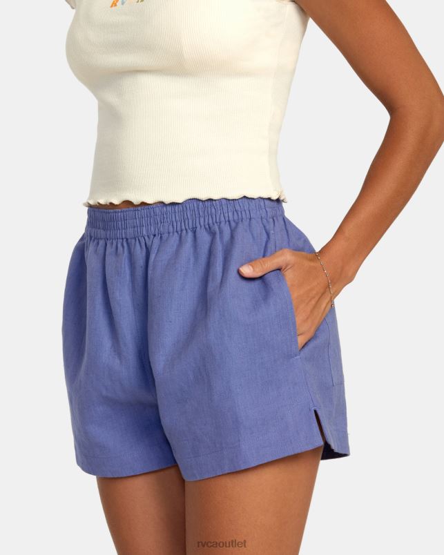 Clothing V84B1145 coast RVCA Women Linen Sawyer Elastic Waist Shorts