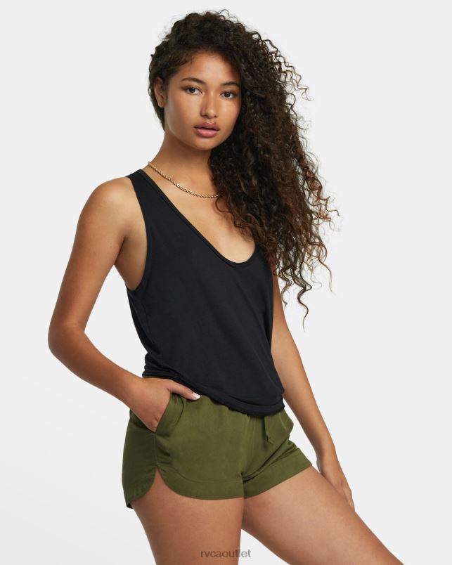 Clothing V84B1268 dark olive RVCA Women New Yume Drawcord Shorts