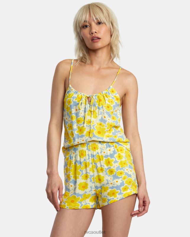 Clothing V84B1406 dusty blue RVCA Women Sawyer Print Elastic Waist Shorts