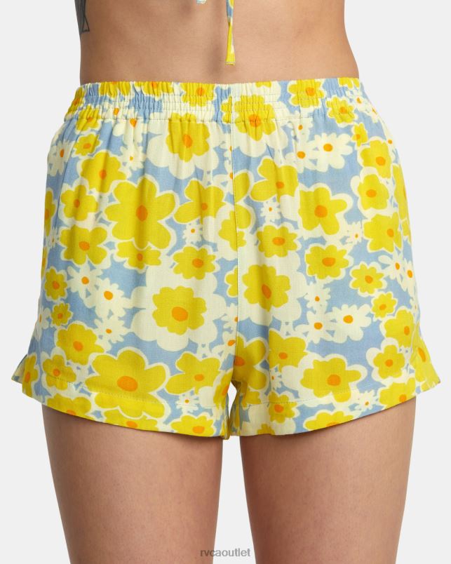 Clothing V84B1406 dusty blue RVCA Women Sawyer Print Elastic Waist Shorts