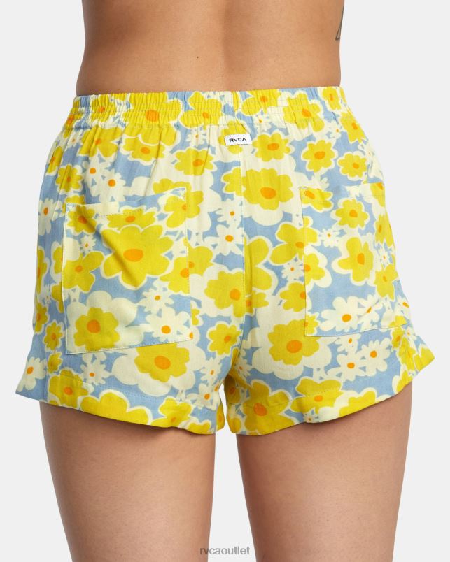 Clothing V84B1406 dusty blue RVCA Women Sawyer Print Elastic Waist Shorts