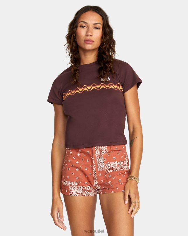 Clothing V84B1583 cinnamon RVCA Women Belle High-Rise Shorts