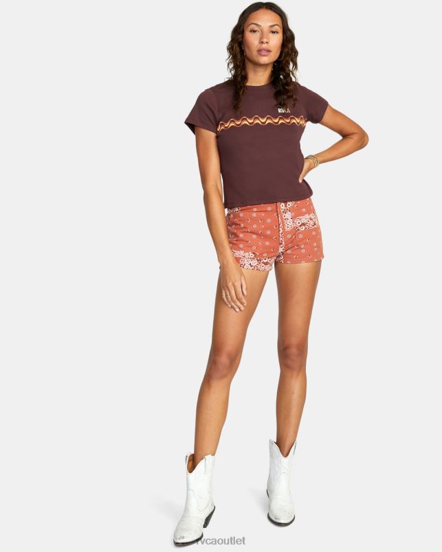 Clothing V84B1583 cinnamon RVCA Women Belle High-Rise Shorts