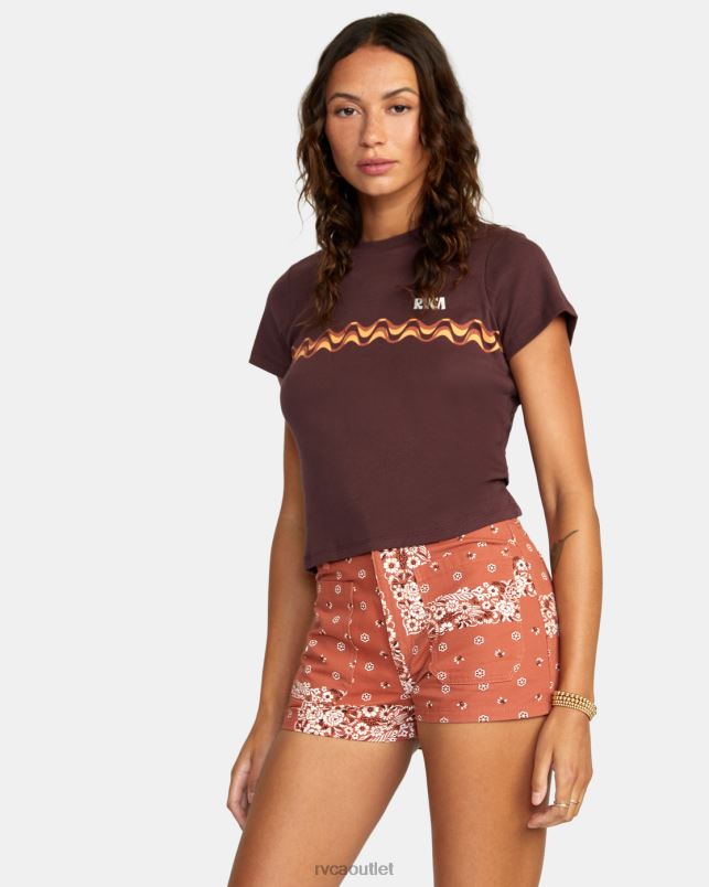 Clothing V84B1583 cinnamon RVCA Women Belle High-Rise Shorts