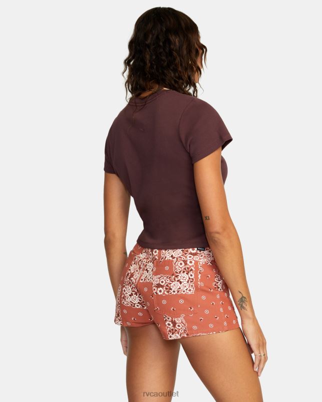 Clothing V84B1583 cinnamon RVCA Women Belle High-Rise Shorts