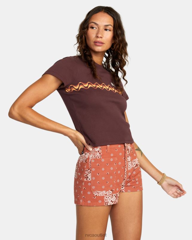 Clothing V84B1583 cinnamon RVCA Women Belle High-Rise Shorts