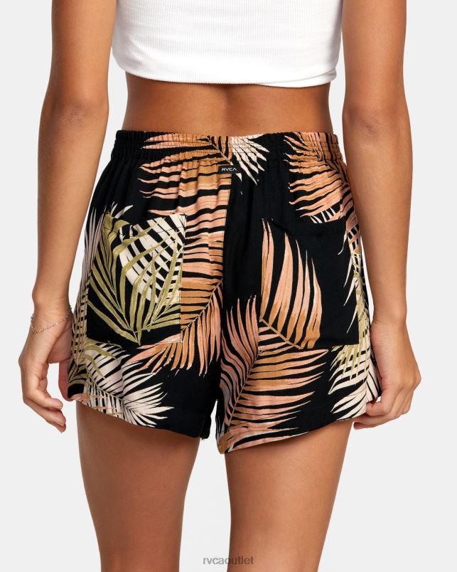 Clothing V84B1584 black RVCA Women Sawyer Print Elastic Waist Shorts