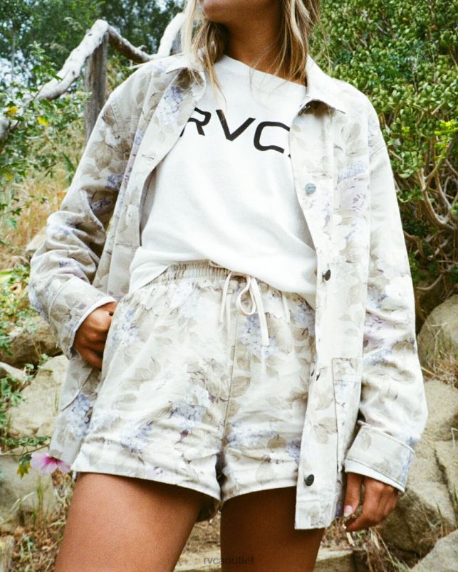 Clothing V84B1629 oatmeal RVCA Women Camp Sawyer Elastic Waist Shorts