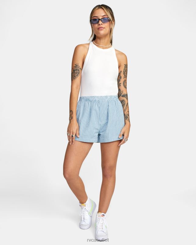 Clothing V84B1701 snorkel blue RVCA Women Seersucker Sawyer Elastic Waist Shorts