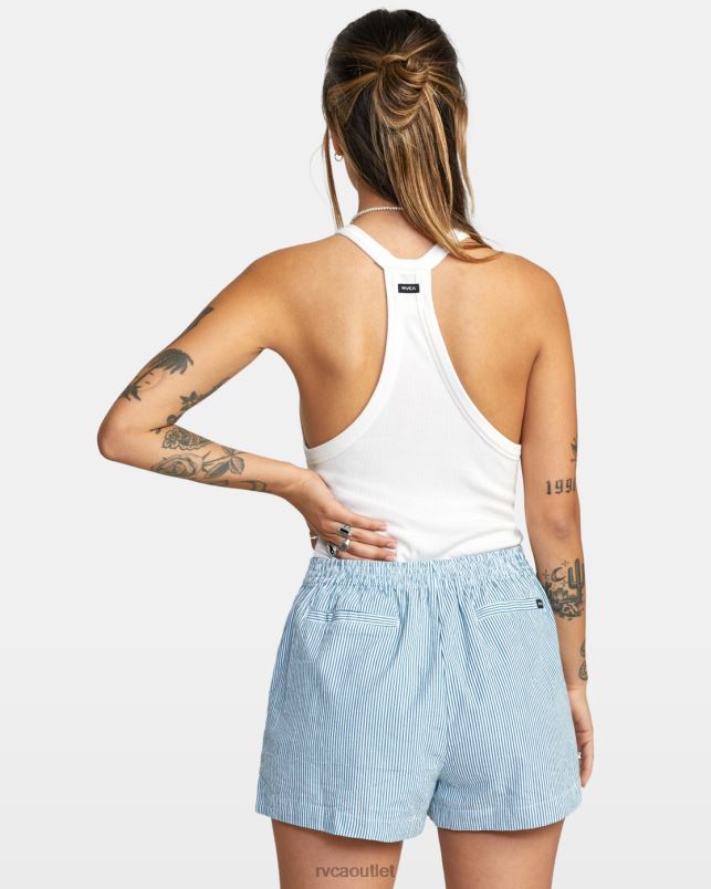 Clothing V84B1701 snorkel blue RVCA Women Seersucker Sawyer Elastic Waist Shorts