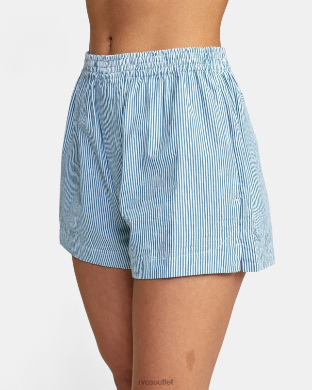 Clothing V84B1701 snorkel blue RVCA Women Seersucker Sawyer Elastic Waist Shorts