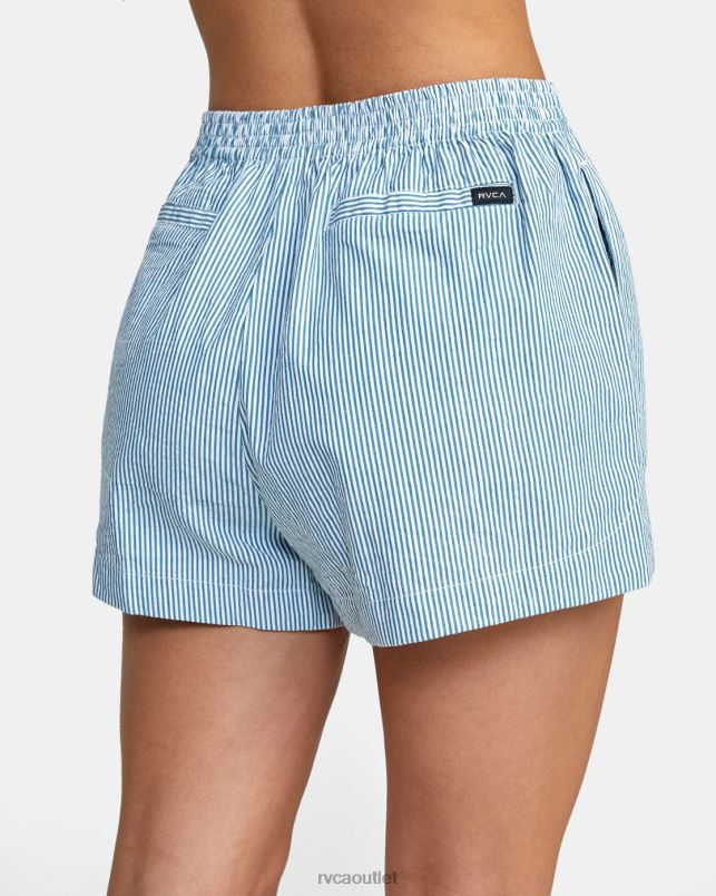 Clothing V84B1701 snorkel blue RVCA Women Seersucker Sawyer Elastic Waist Shorts