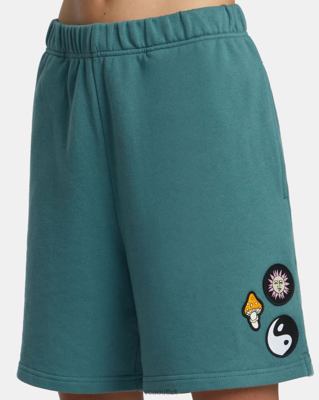 Clothing V84B247 teal RVCA Women Rose Machado Baggy Oversized Sweat Shorts