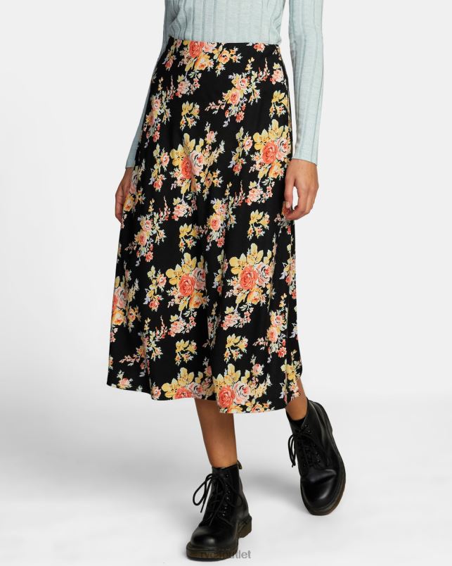 Clothing V84B1316 true black RVCA Women Stardust Midi Skirt