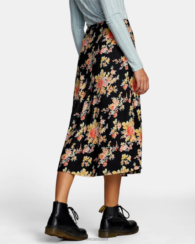 Clothing V84B1316 true black RVCA Women Stardust Midi Skirt