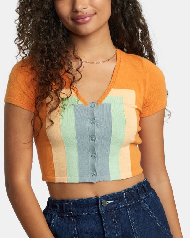 Clothing V84B1118 tangerine RVCA Women Decades Sweater