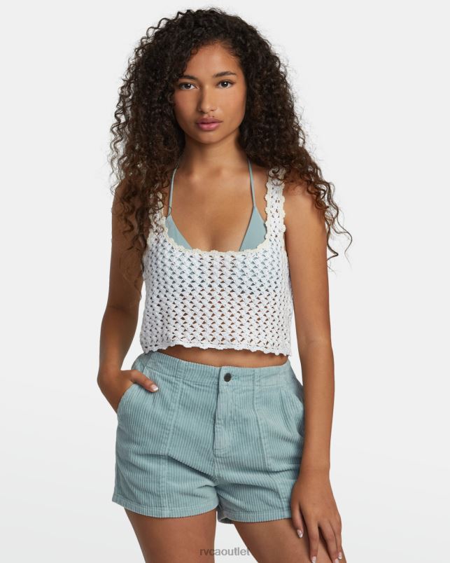 Clothing V84B1125 whisper white RVCA Women Railed Crochet Crop Top