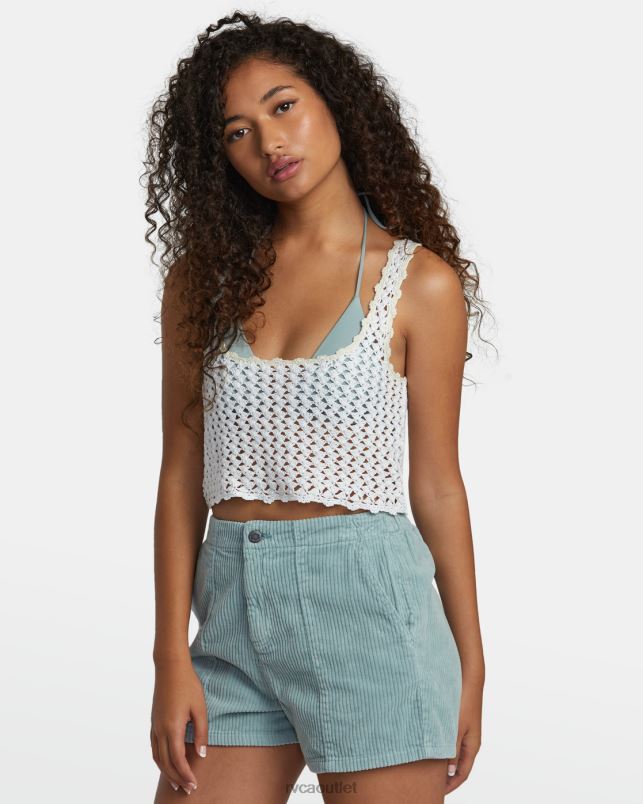 Clothing V84B1125 whisper white RVCA Women Railed Crochet Crop Top