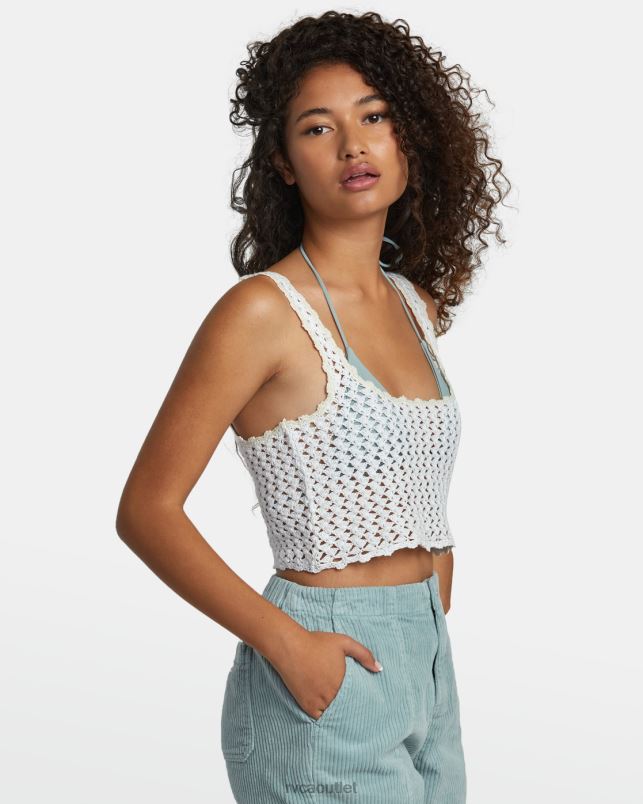 Clothing V84B1125 whisper white RVCA Women Railed Crochet Crop Top