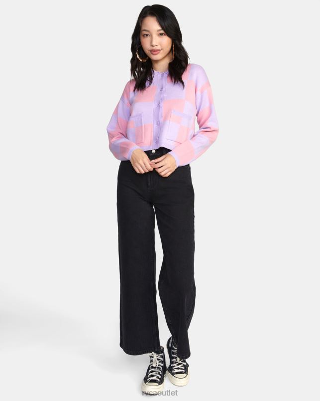 Clothing V84B1597 lavender RVCA Women Brady Cardigan Sweater