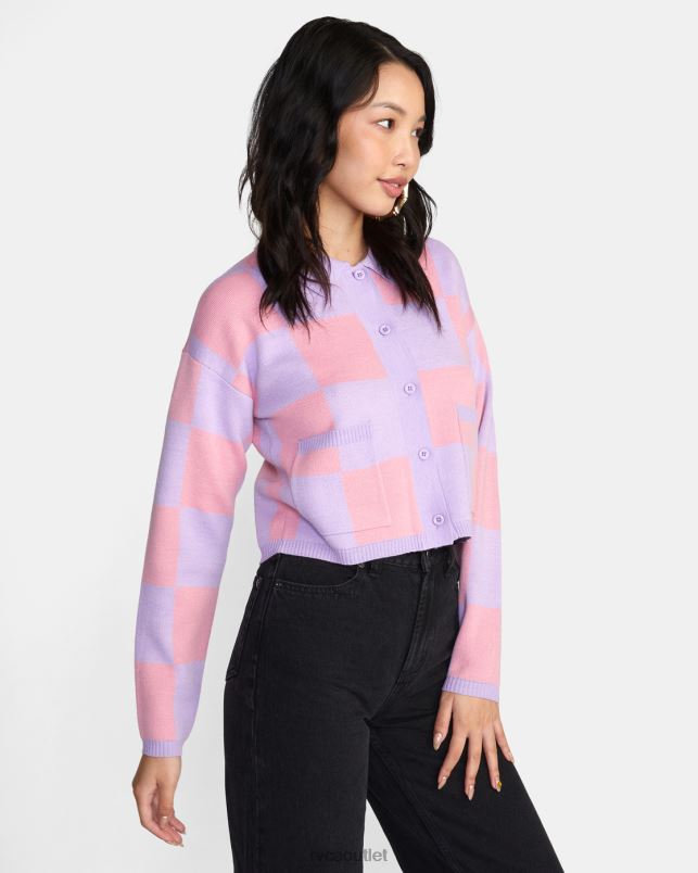Clothing V84B1597 lavender RVCA Women Brady Cardigan Sweater