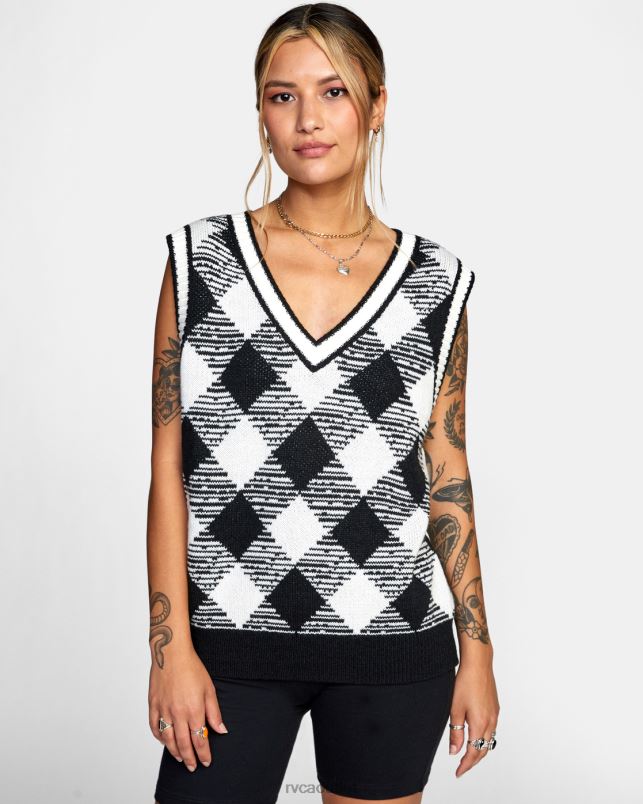 Clothing V84B1599 black RVCA Women Forget Me Not Oversized Sweater Vest