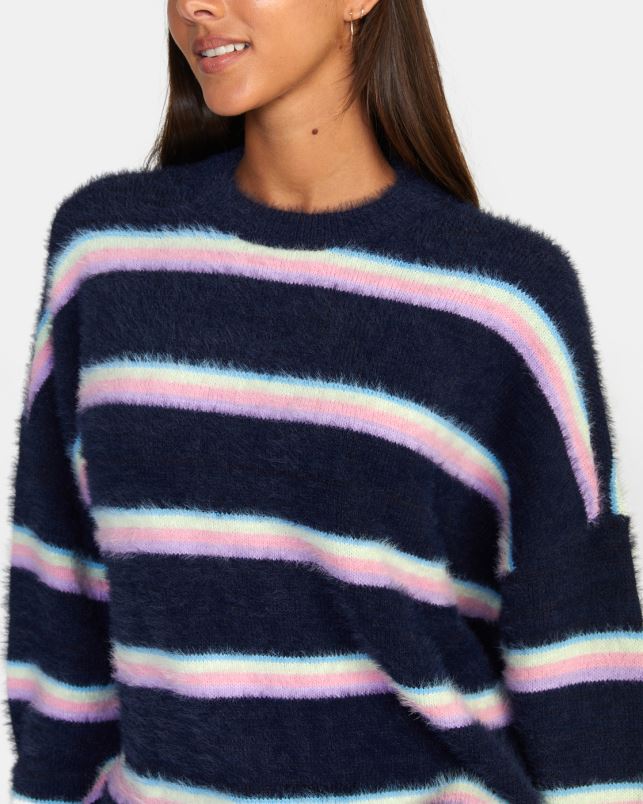 Clothing V84B1665 midnight RVCA Women Plunge Crewneck Sweater