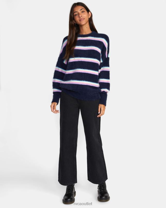 Clothing V84B1665 midnight RVCA Women Plunge Crewneck Sweater