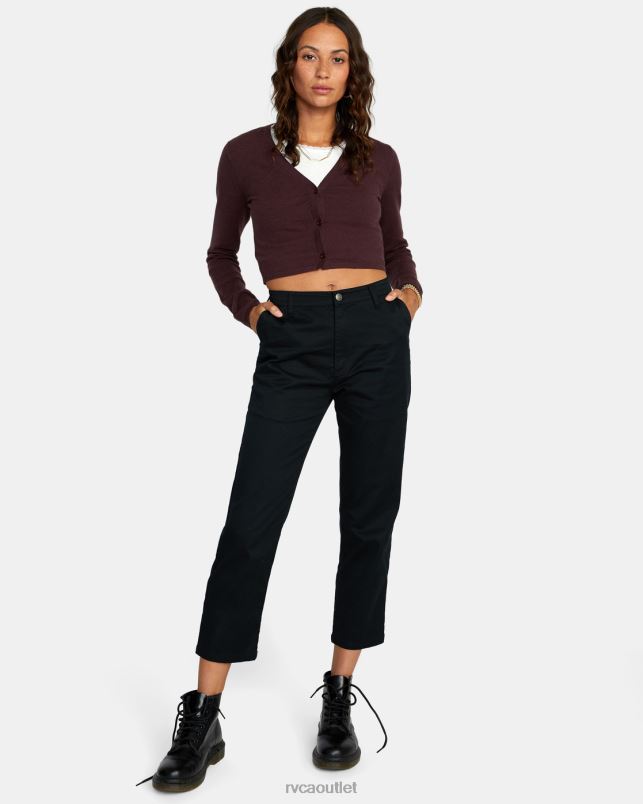 Clothing V84B1666 espresso RVCA Women School Dance Cropped Cardigan Sweater