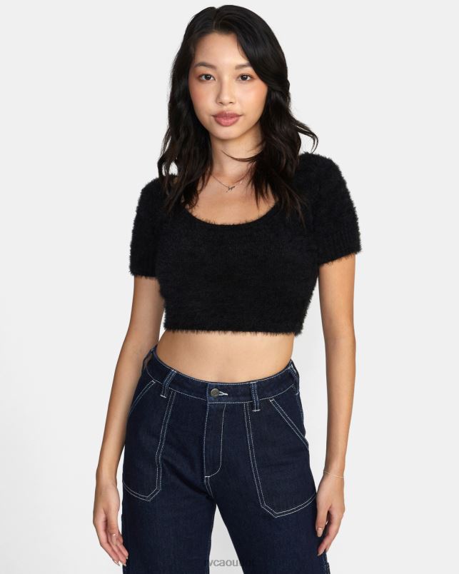 Clothing V84B1667 black RVCA Women Murray Cropped Sweater