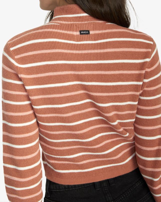 Clothing V84B1723 cinnamon RVCA Women Apres Sweater Long Sleeve Crop Top