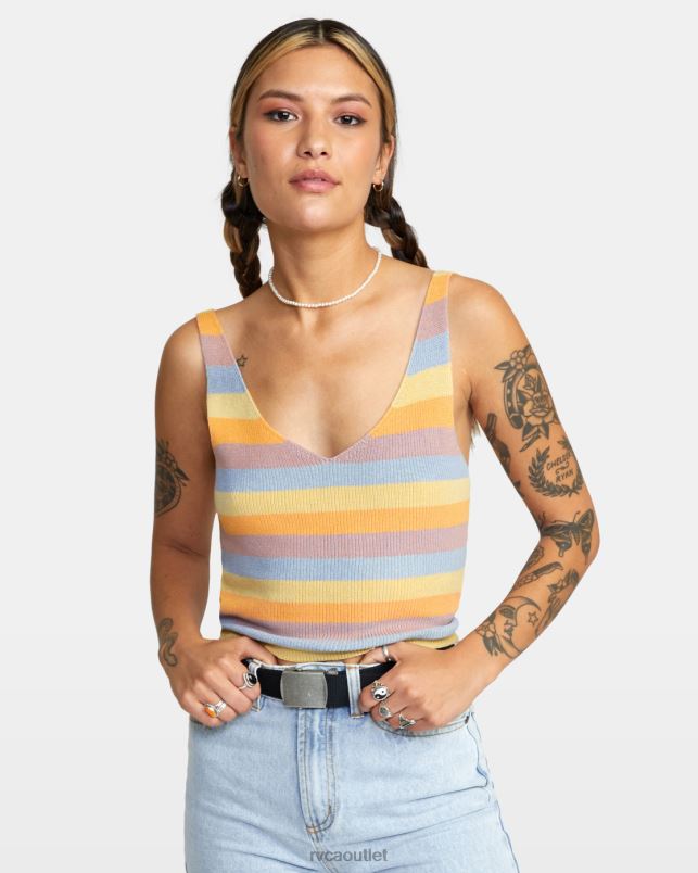 Clothing V84B1725 multi RVCA Women Rainshadow Sweater Tank Top