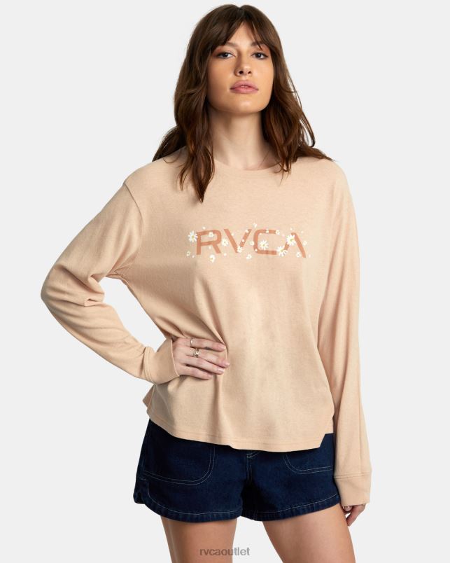 Clothing V84B1034 nude RVCA Women Big Daisy Long Sleeve T-Shirt