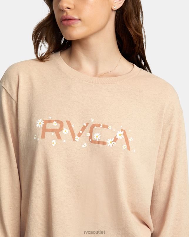 Clothing V84B1034 nude RVCA Women Big Daisy Long Sleeve T-Shirt